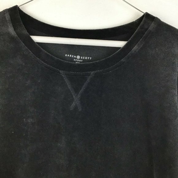 Karen Scott Plus Size Velour Sweatshirt Black Size XXL - Picture 3 of 8